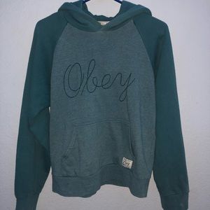 teal obey hoodie